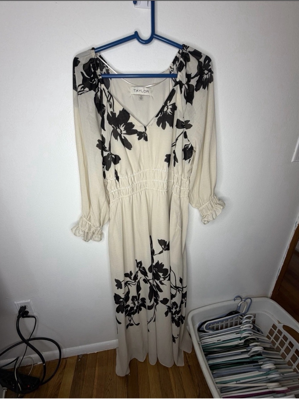 Taylor Cream Maxi Dress with Black Floral Print